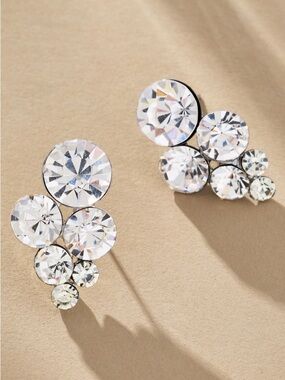 Free Ship! Anthropologie 14K Gold Plated Crystal Cluster Post Earrings NWT